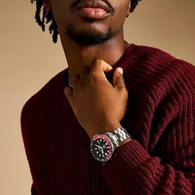 Fossil Blue GMT Stainless Steel Men's Watch